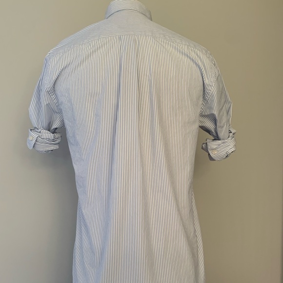 100% poplin button down vertical stripes Murray shirt - Picture 2 of 5
